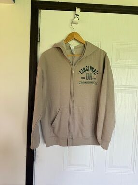 2 for $20 sale:Tan Perrin Cincinnati Midwest classics full zip hooded sweatshirt